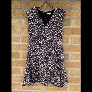 Rebecca Taylor Lynx-Print Flared V-Neck Dress 12